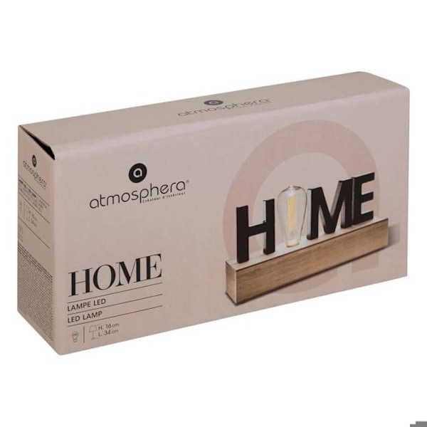 Fantasilampe - ATMOSPHERA - LED Dekorationsord Hjem - Sort - Rektangulær - Moderne design svart + trä