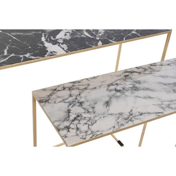 Set med 2 bord DKD Heminredning Svart Guld Vit Järn (100 x 28 x 80 cm)