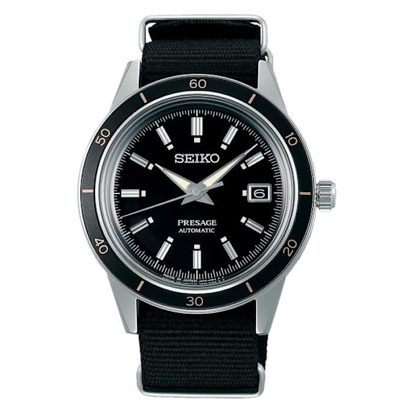 Ur - SEIKO - Présage 60'ere - Automatisk - Sort læder og Nato - Vintage Automatisk rörelse