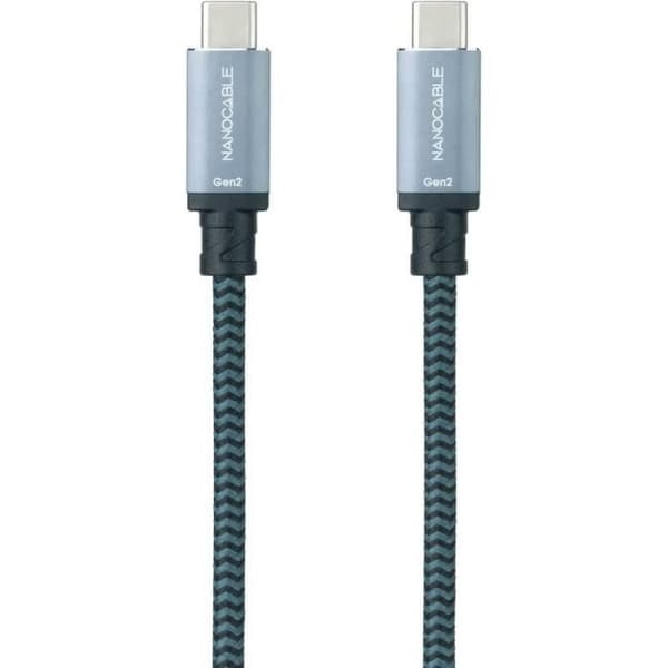 USB 3.1-kabel - NANOCABLE - USB-C til USB-C - 10Gbps - 5A - 1m Grå-Sort Grå-Sort