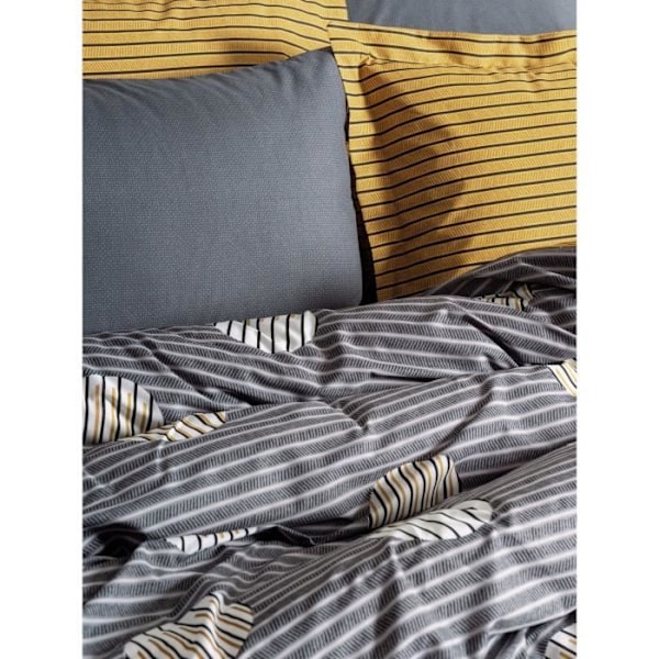 Sängkläder - 1 duvetöverdrag 220 x 240 cm + 2 örngott 60 x 60 cm - 100% förstärkt bomull - Grå Grå