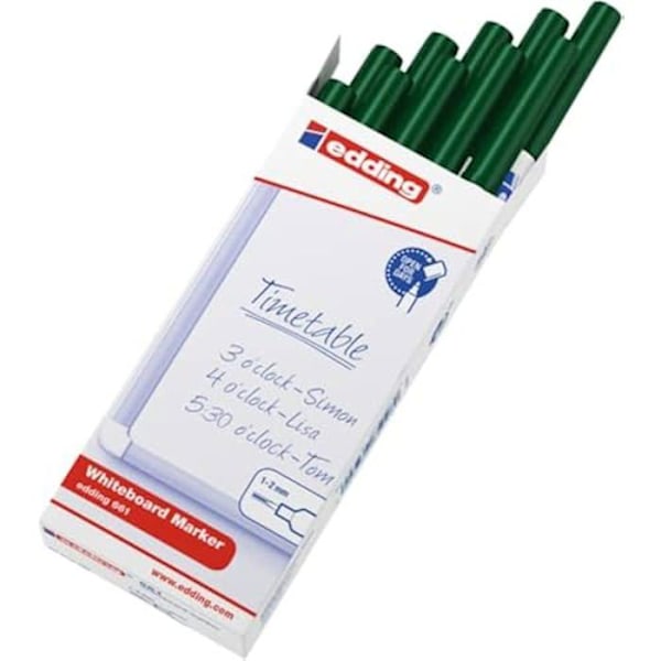 Whiteboard tusch - EDDING - 661 - Grøn - Rund spids 1-2 mm - Sletbar Grön