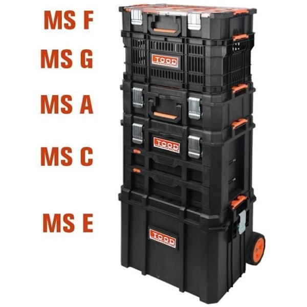 Organisaattorilaukku - TOOD - 12 irrotettavaa lokeroa - Läpinäkyvä kansi - 53x37x13 cm svart/orange