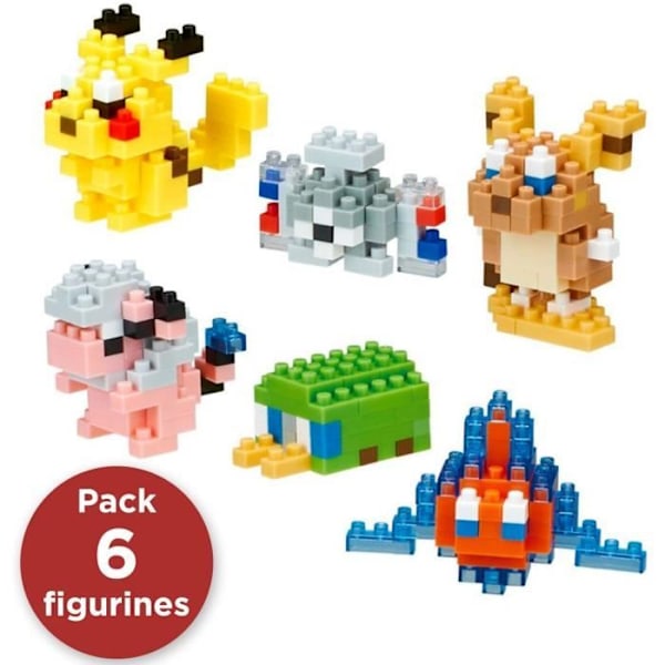 6 palanukkakokoelma - BANDAI - NANOBLOCK - Pokémon sähkötyyppi pakkaus Gul, Svart, Grön, Röd