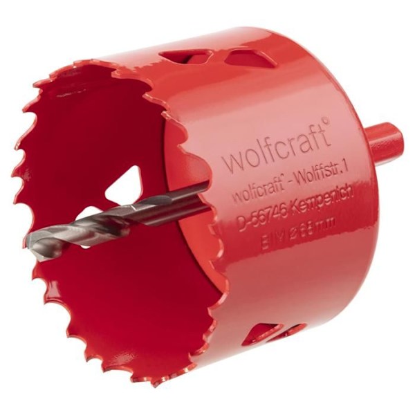 wolfcraft - BiM Multi Material Hålsåg - Diameter 68 mm - Skärdjup 40 mm, Centreringsborr - ref. 5474000 Rött och grått
