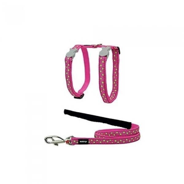 Selen/Böj för Katt - RED DINGO - Rosa Stjärnor Grön - Halsmått 21-35 cm - Längd 1,2 m Rosa