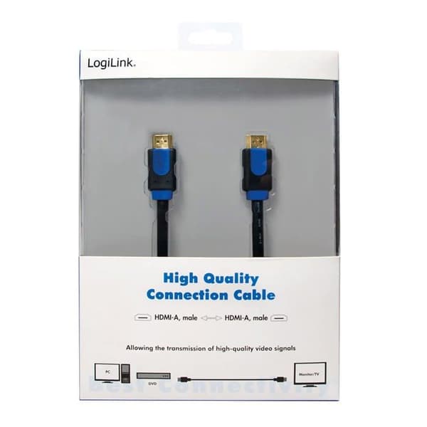 HDMI-kabel - Logilink - CHB1102 - 2m - 4K - 3D - Ethernet Sort, blå