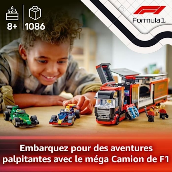 LEGO City 60445 F1-lastbil med F1-bilerne RB20 og AMR24 - Spil til drenge fra 8 år. Flerfärgad
