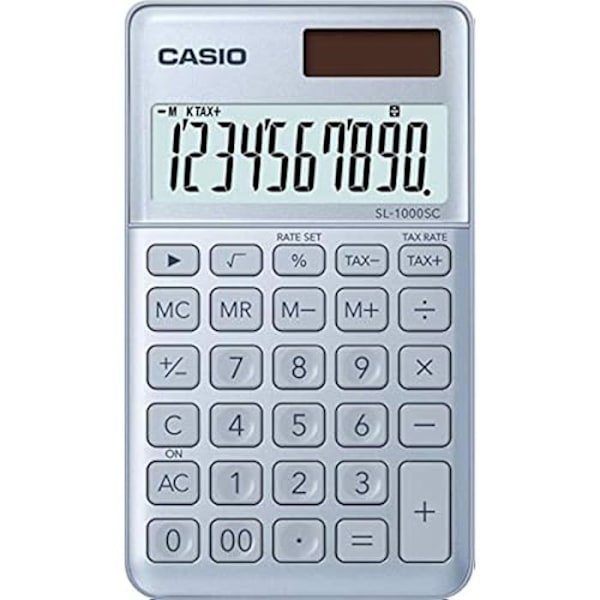 Lommeberegner - Casio - SL-1000SC-BU - 10-cifret display - Stor skærm - Dobbelt strømforsyning Sort