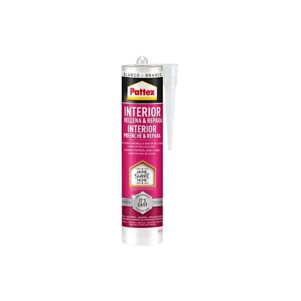 Udfyldningssilikone - Pattex - Indendørs Hvid - 280ml - Holdbar elastisk - Let at påføre