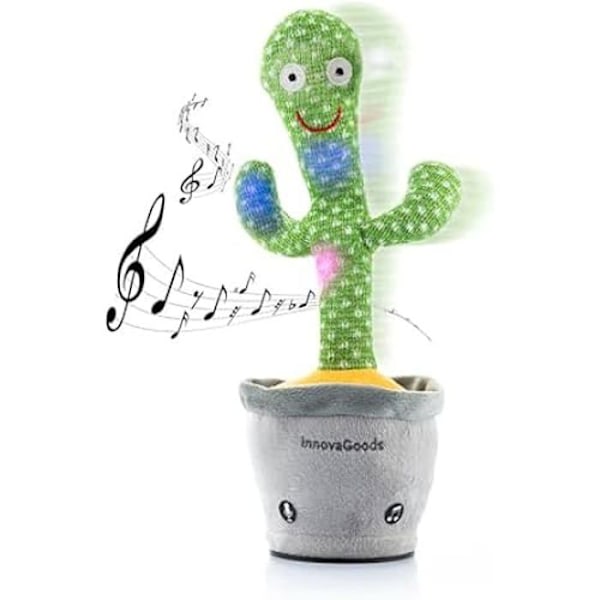 Lelu - INNOVAGOODS - Tanssiva ja puhuva kaktus - Ladattava - Monivärinen LED-musiikki - 120 kappaletta Flerfärgad