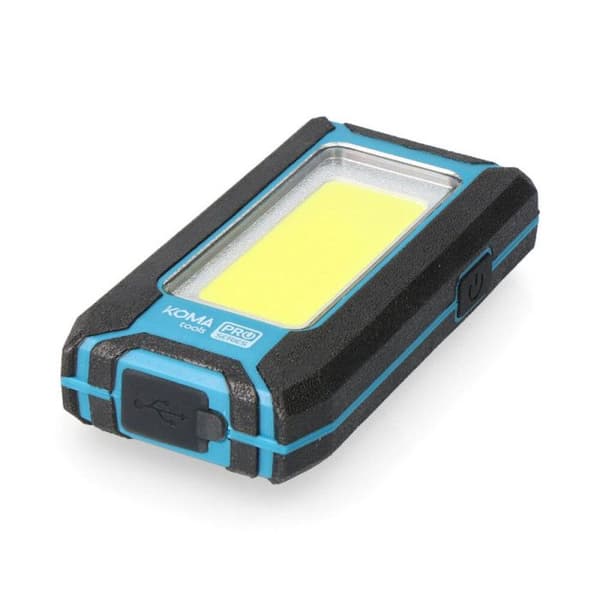 Taskulamppu - KOMA TOOLS - COB LED 8W - 500lm - Lataus USB - Varavirtapankki Blå