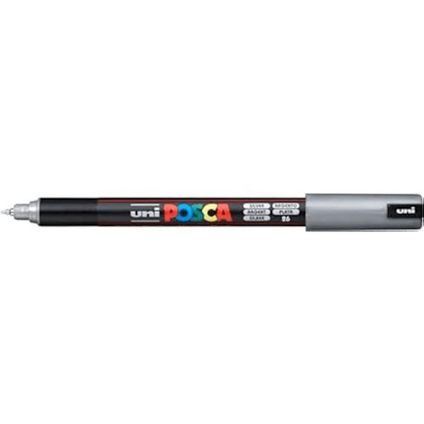 Uni Posca penna 0,7 mm - UNI-BALL - Vit - Fin - Opak - Outplånlig flerfärgad, silver