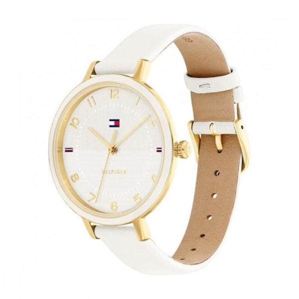 Kvinnotidning - Tommy Hilfiger - Florence - Guldstål - Vit läder - Vattentålighet 3ATM Guld, vit