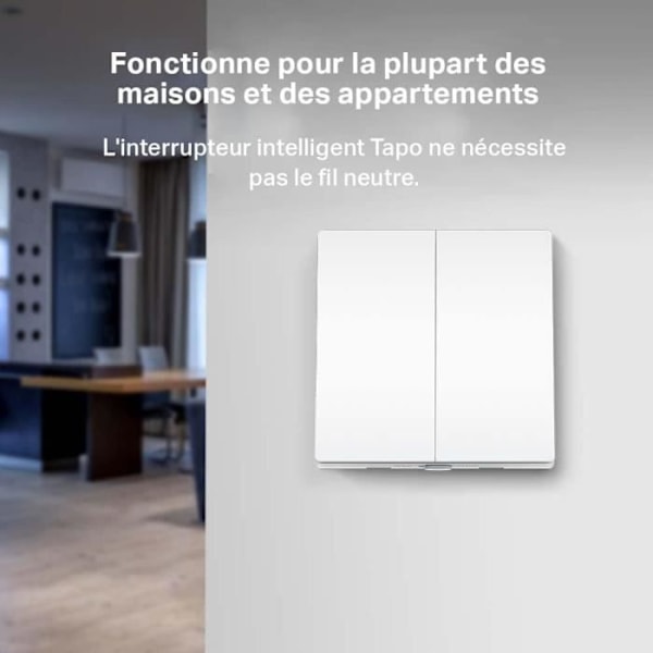Trådløs 2-gangs 1-vejs smart kontakt - Tapo S220 - Alexa og Google Home - INGEN neutral ledning nødvendig - Tapo Hub kræves