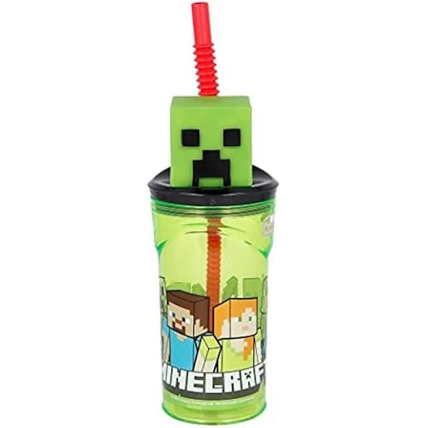 Uudelleenkäytettävä muki - STOR - Minecraft - 430 ml - Ilman BPA:ta - 3D-hahmo kannessa