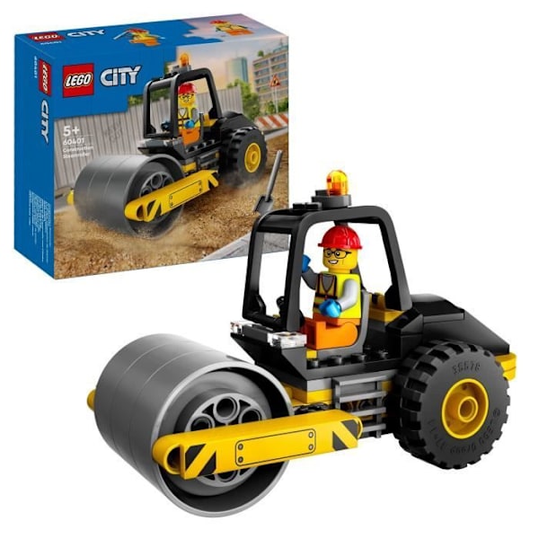 LEGO® 60401 City Construction Road Roller, mallirekka-lelu, jossa on työntekijöiden minihahmoja Flerfärgad