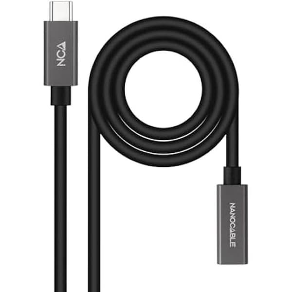 NANOCABLE 10.01.4401 - USB 3.2 Gen2x2 20Gbps 3A, 4K/60Hz kabel, USB-C han til USB-C hun, sort, 1 m