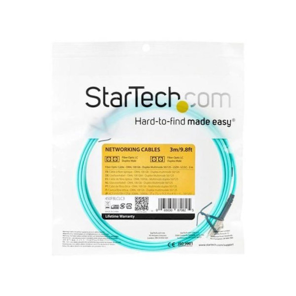 OM4 fiber optic kabel - STARTECH.COM - 3 m - Duplex multimode - 100 Gb - Aqua