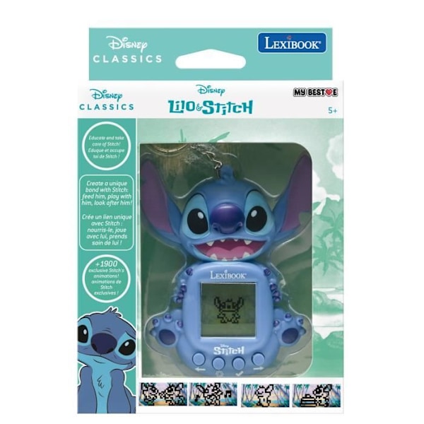 LEXIBOOK Min virtuelle makker Stitch, Min Bedste-e, Bærbar spillekonsol til børn, Farvet skærm, Disney, JLMB10D, Fra 5 år Blå