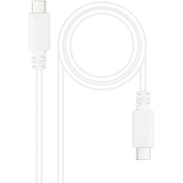 NANOCABLE 10.01.2301-W- USB-C til USB-C 3A-kabel, til mobiltelefoner, tablets, bærbare computere osv. USB