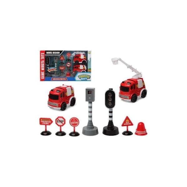 Brandmansset - BigBuy Fun - Traffic City 112840 - Röd - 3 år - Ljus och ljud