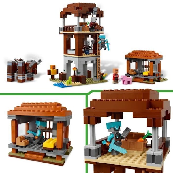LEGO Minecraft 21278 - Raiding Outpost and Ravager - Spil til drenge fra 9 år