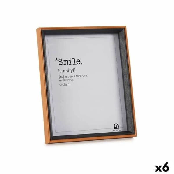 Billedramme - Sort glas - Brun træ - MDF - 6 enheder Sort, brun
