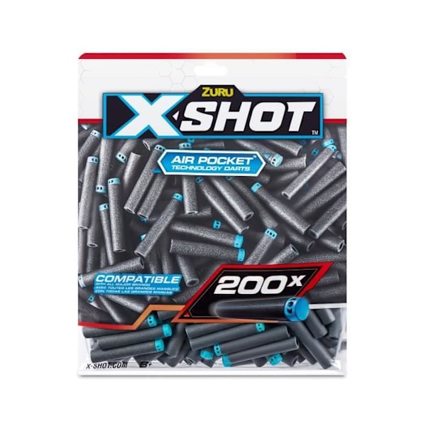 Tillbehör för dartpilar - ZURU - X-SHOT Excel Pack 200 - Luftfickteknologi - Universell kompatibilitet - Praktiskt paket Flerfärgad