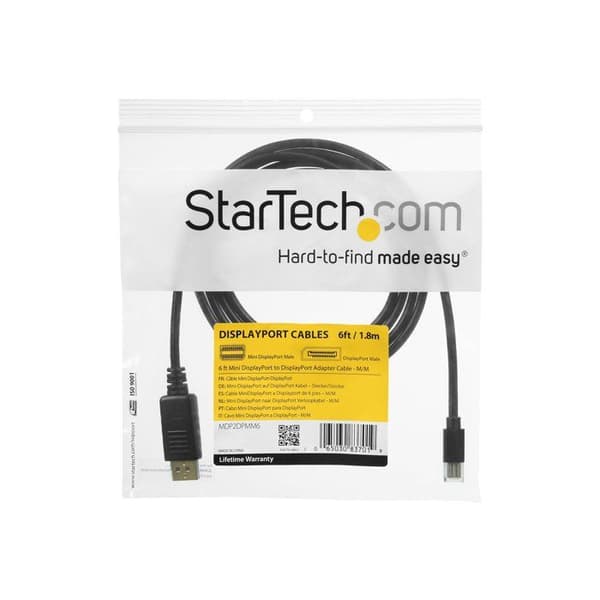 DisplayPort-kaapeli - StarTech - M/M - Musta - Liitäntäkaapeli - DisplayPort-liitin