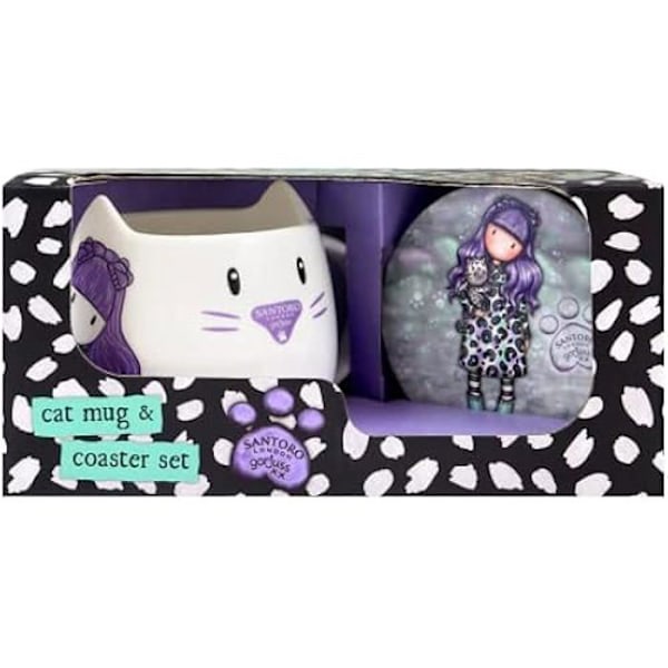 Safta-artikel, Gorjuss Smitten Kitten unisex barnkopp och glasunderlägg, flerfärgad, M Flerfärgad