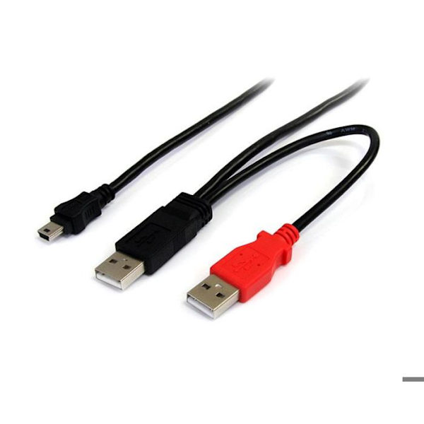 USB 2.0 Y-kabel til ekstern harddisk - STARTECH - 1,8m - 2x USB A (M) til 1x USB Mini B (M)