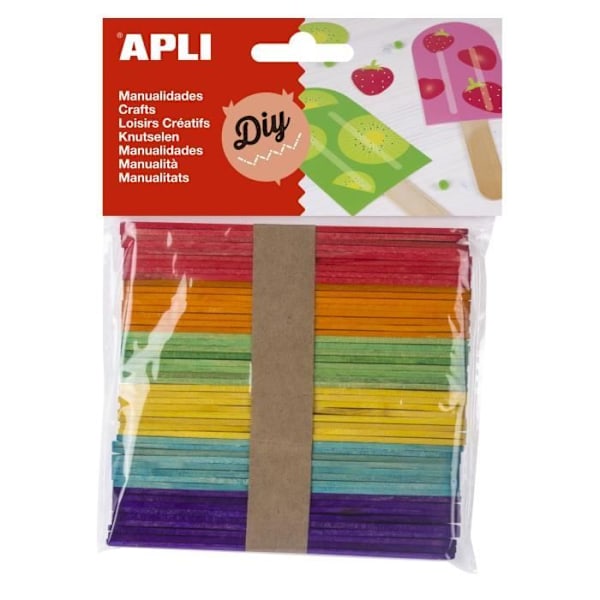 APLI Taske med 50 pinde - Træ Assorterede farver Blandade färger