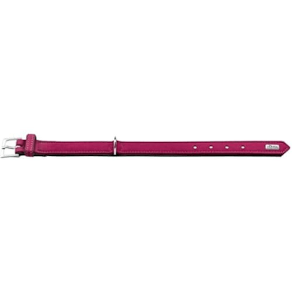 Hundehalsbånd - HUNTER - Softie - 32-40 cm - Hindbær/Sort - Holdbart kunstlæder Hindbær/sort