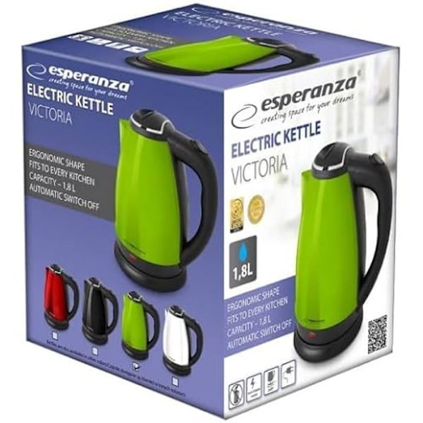 Vattenkokare - Esperanza - EKK113G - Grön - Plast - 1800 W - 1,8 L Grön