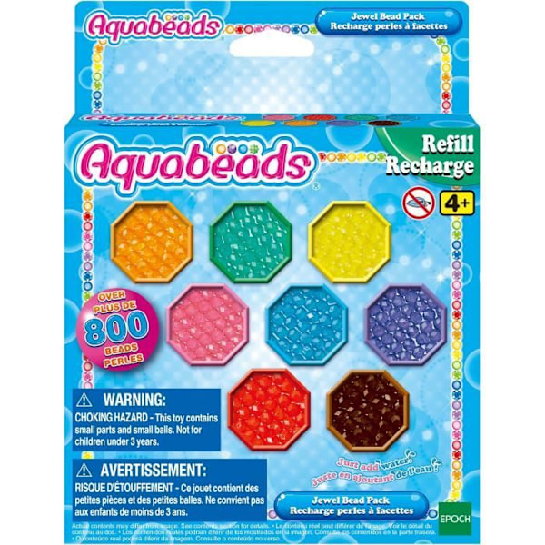 Kreativ fritid - AQUABEADS - Facetterad pärlpåfyllning - 800 mångfacetterade pärlor i 8 olika färger Flerfärgad