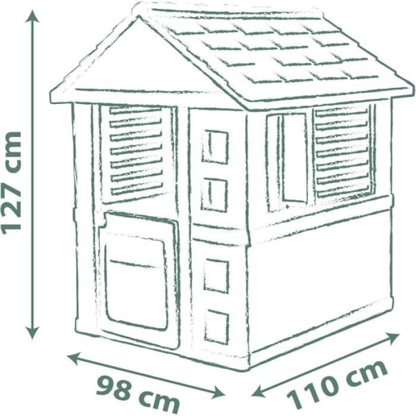 Smoby Life - Snyggt Hus - Modern Design - Grind, Fönster med Persienner - Återvunnet Material - Från 2 år Vitt, grönt och blått