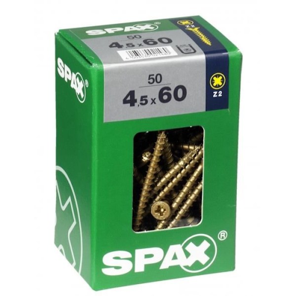 Vis - SPAX - Fräst huvud - Diam. 4,5 mm - Längd 60 mm - Förpackning om 50