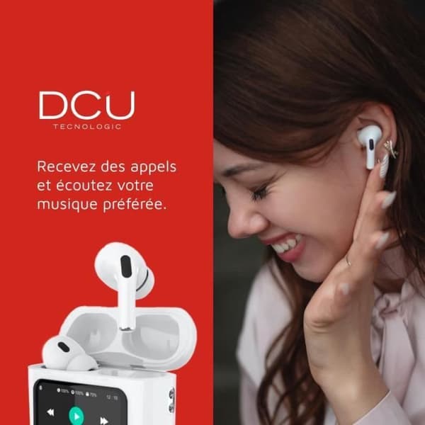 Bluetooth-hovedtelefoner - DCU TECNOLOGIC - 5.4 - Touchskærm - Batteritid 30 timer - Hvid Hvid