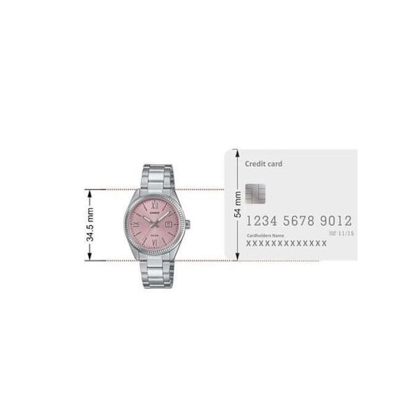 Casio solure til kvinder med datovisning - Vandtæt 50 m - Hele i rustfrit stål