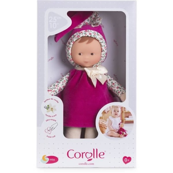 Doudou - COROLLE - Miss Rose Grenadine - 25 cm - doft av vanilj - från födseln