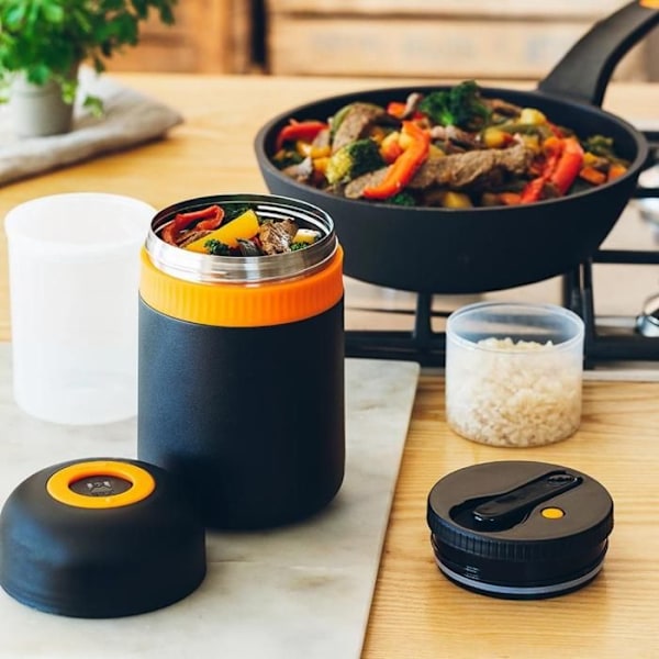 Isolerad flaska för fasta ämnen - BRA - Enjoy Effektiv - 500 g - Rostfritt stål, polypropen Naranja