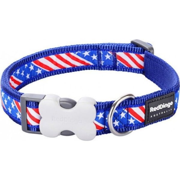 Kaulakoru - PUNAINEN DINGO - Tähdet ja raidat - 12 mm - Nylon - Säädettävä 20,3-31,8 cm mørk sort