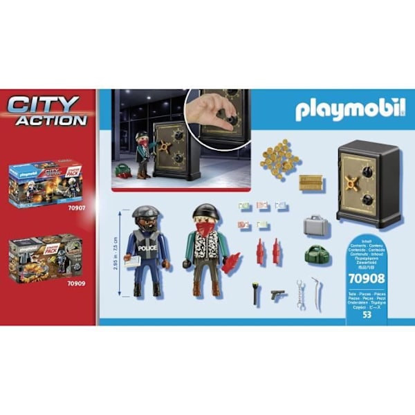 PLAYMOBIL 70908 Startpaket Polisinbrottstjuv, poliser, Från 5 år kastanj