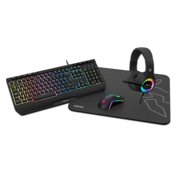 Sæt med tastatur og mus - Krom - Kenya - Sort - USB - Trådløs