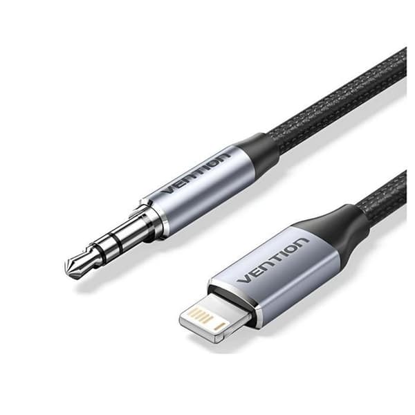 Lightning til 3,5 mm jack-adapter - VENTION - 1 m - Flettet - Grå - Høj lydkvalitet