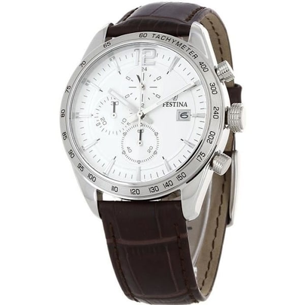 Klocka - FESTINA - F16760-1 - Kronograf - Brunt läder - 5 ATM vattentäthet Silver, brun