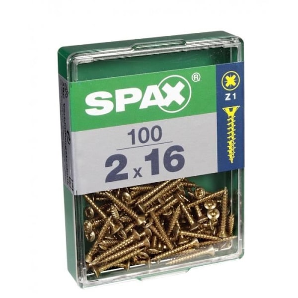 Skrue - SPAX - Forsænket hoved - Stål - Diam. 2mm - Længde. 16 mm - Pakke med 100 stk