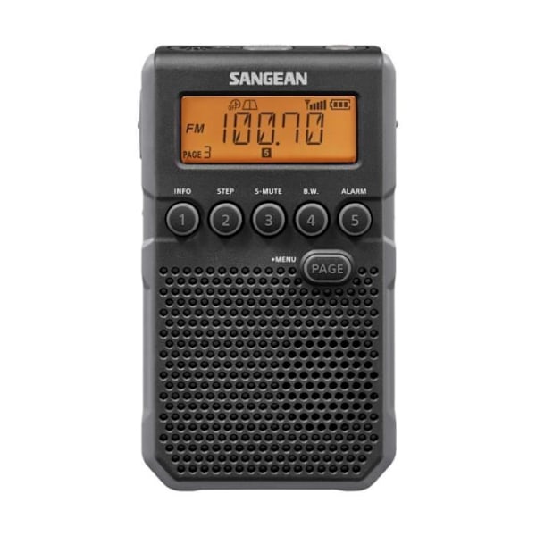 Lommerradio - SANGEAN - POCKET 800 - AM/FM - 40 forudindstillinger - Kvalitets-højttaler Svart