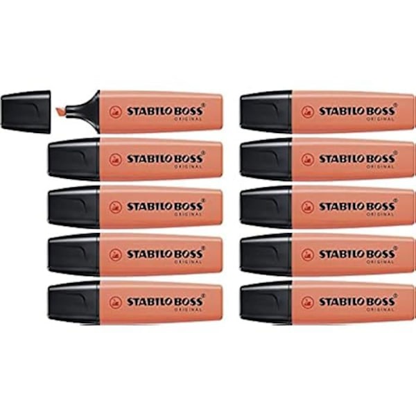 STABILO BOSS ORIGINAL Pastell Highlighter - Set x 10 highlighters - korall mjukhet Korall mjukhet